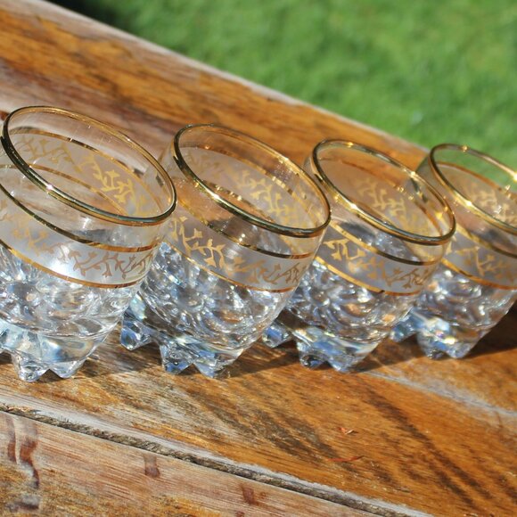Vintage Victoria Crystal Whiskey Glasses – Gold Trim – Rocks Glass Set – Holiday - Picture 6 of 16